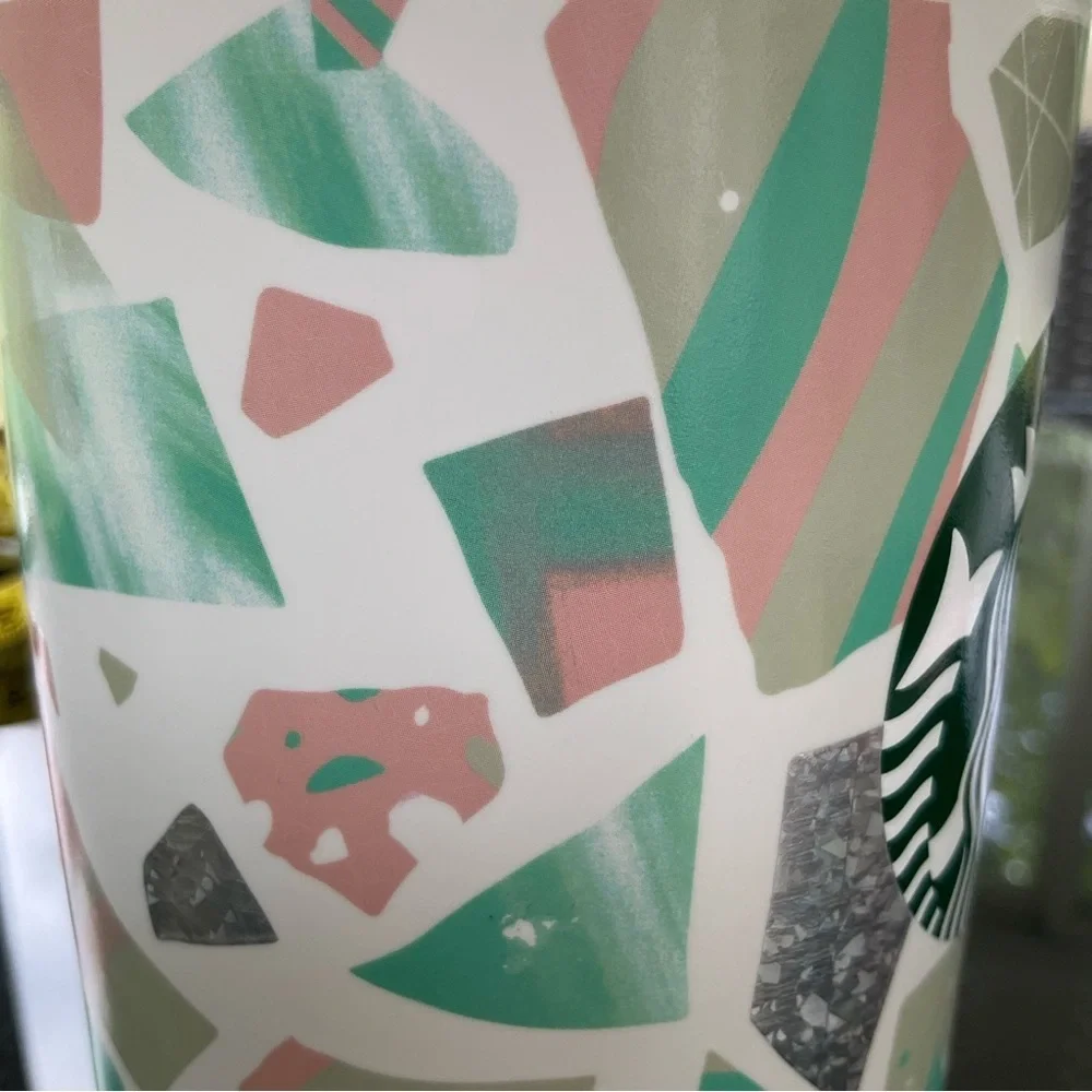 Starbucks 2019 Confetti Foil Geometric Pink Green Ceramic Coffee Mug 12oz - Picture 9 of 14